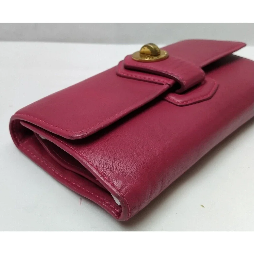 Marc by Marc Jacobs Red Leather Turnlock Credit Card ID Windows Trifold Wallet